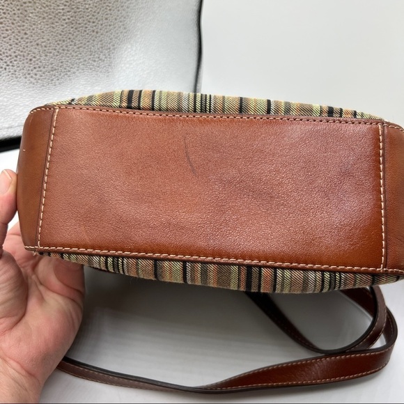 Etienne Aigner Multi Striped Canvas Foldover Shoulder Bag - Picture 4 of 10